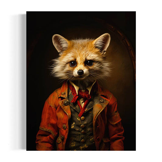 Salty Alyce - Victorian Fox Wearing a Suit Painting Wall Art 3AS