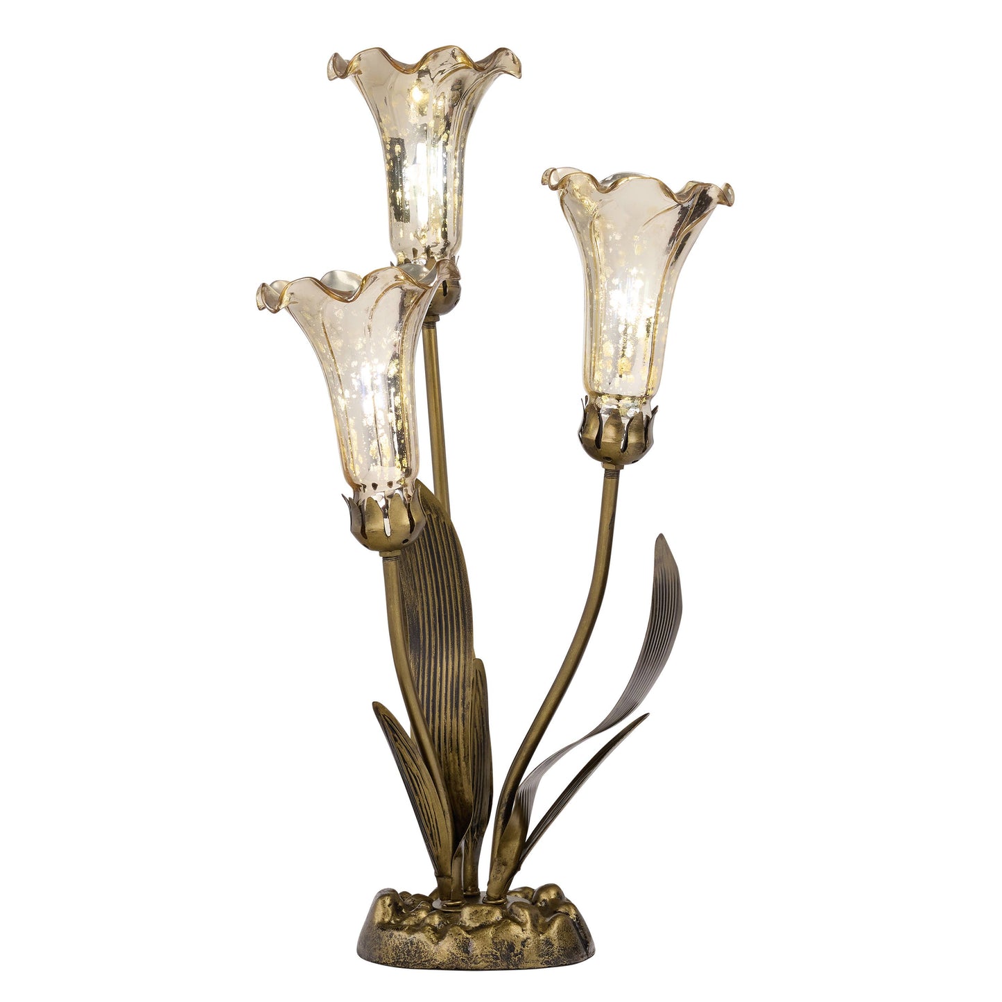 River of Goods - 21.75"H Hand Blown Glass 3 Lily Uplight Table Lamp