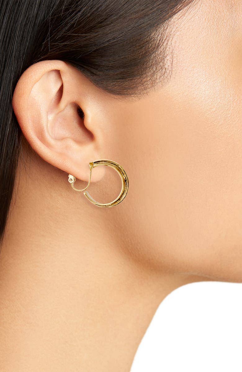 KARINE SULTAN - Overlap hoop clip on earring: Gold