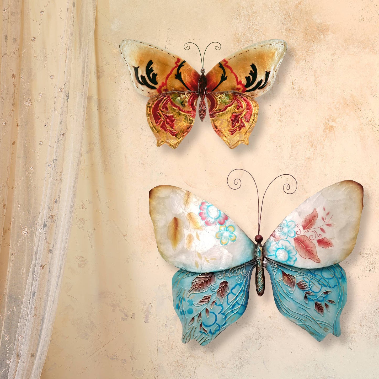 Eangee Home Design - Butterfly Wall Decor Blue And Pearl