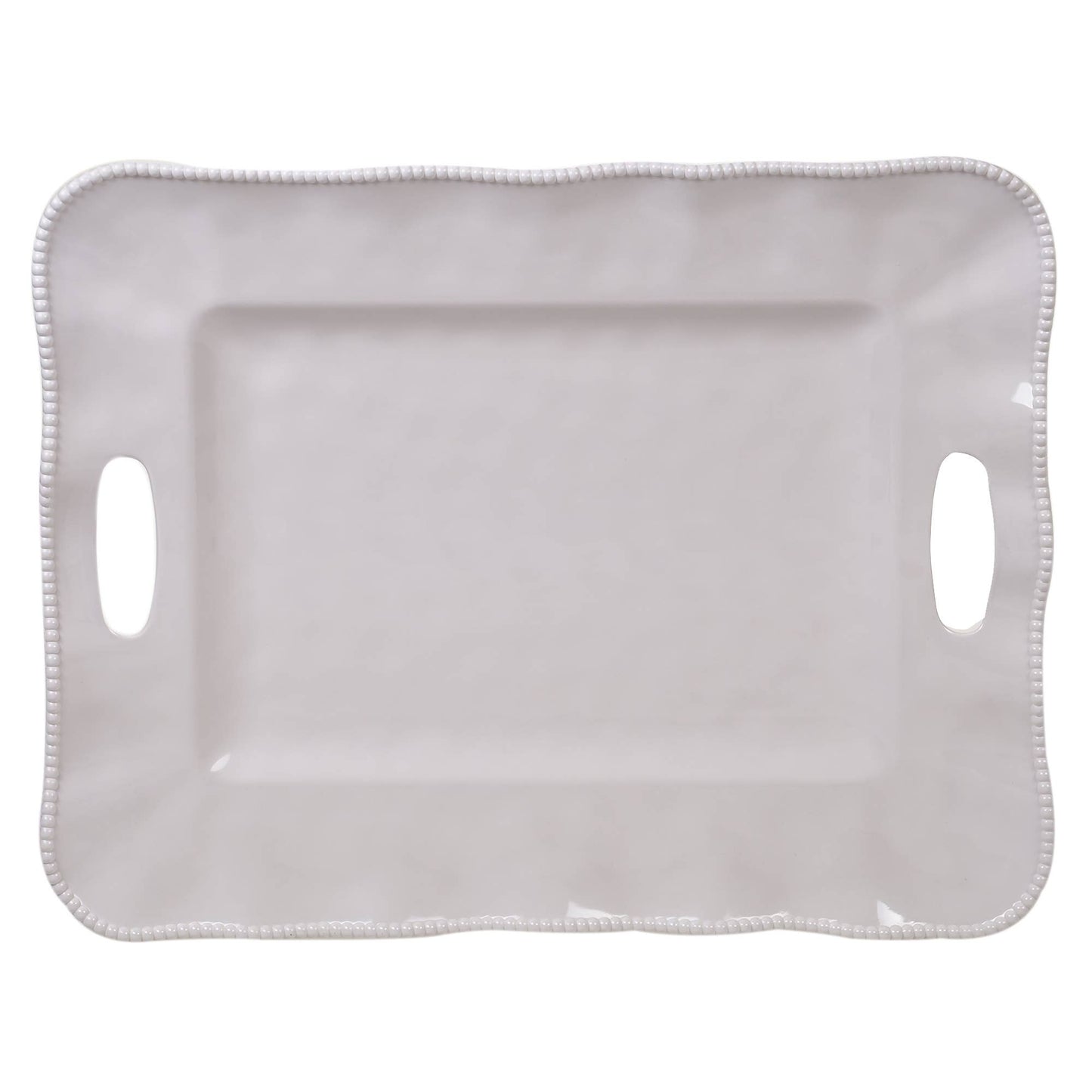 Certified International - Perlette Cream Melamine Rectangular Tray w/Handles