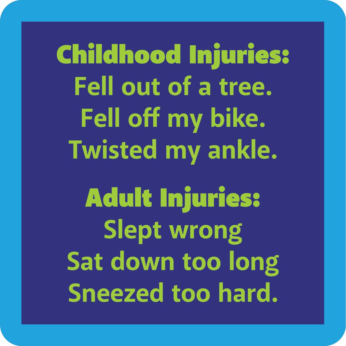 Drinks on Me - COASTER Childhood Injuries | Funny Gift | Home Bar Decor