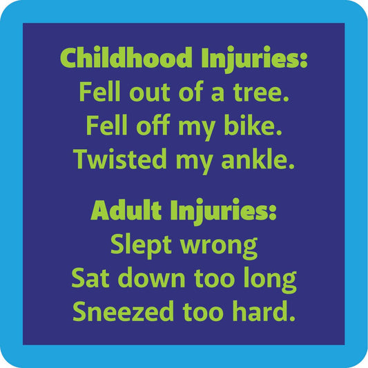 Drinks on Me - COASTER Childhood Injuries | Funny Gift | Home Bar Decor