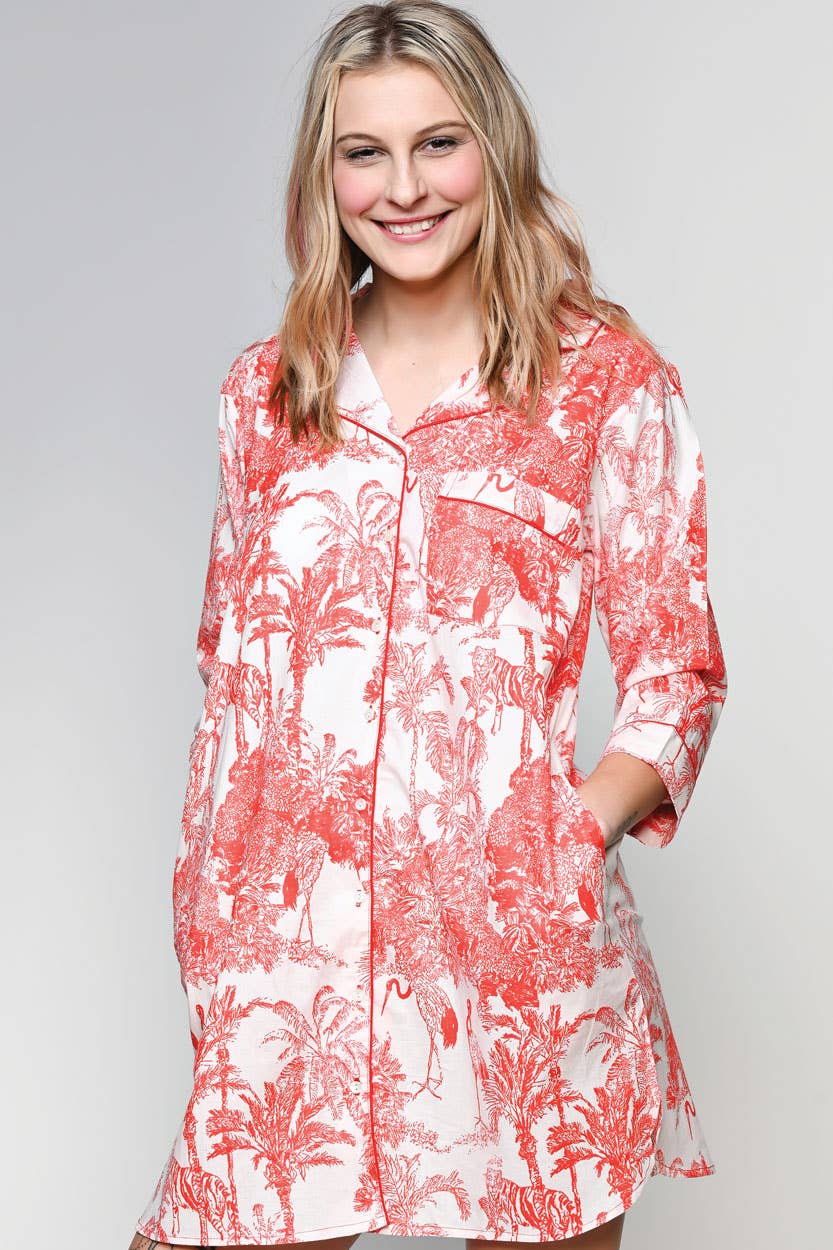 Sevya Handmade - Ami Cotton Nightshirt: S/M / Red & White