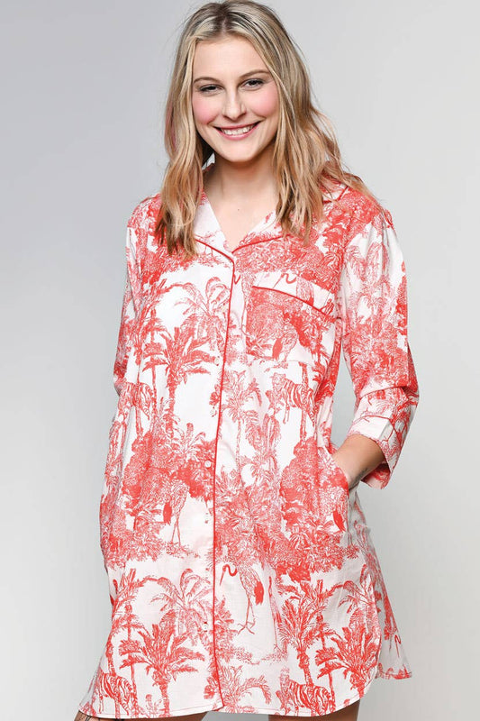 Sevya Handmade - Ami Cotton Nightshirt: S/M / Red & White