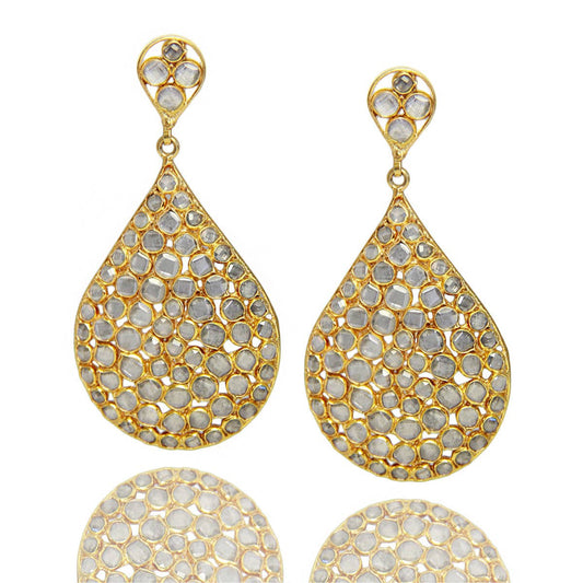 SAACHI - Gold Shattered Glass Dangle Earrings
