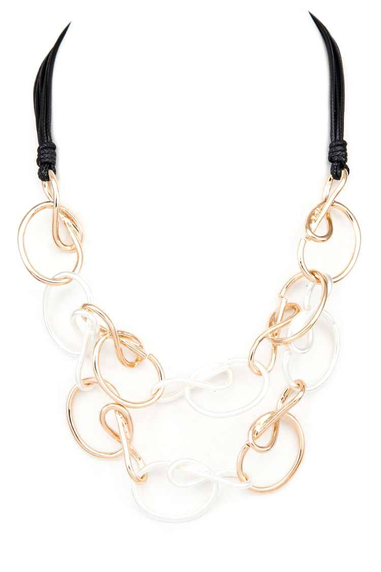 Artini Accessories - 2 Tone Wired Chain Layer Necklace: Gold/Silver