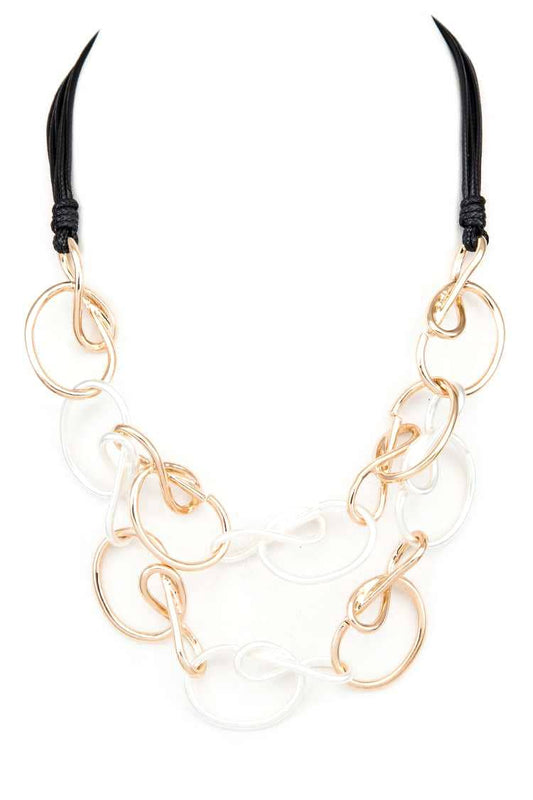 Artini Accessories - 2 Tone Wired Chain Layer Necklace: Gold/Silver