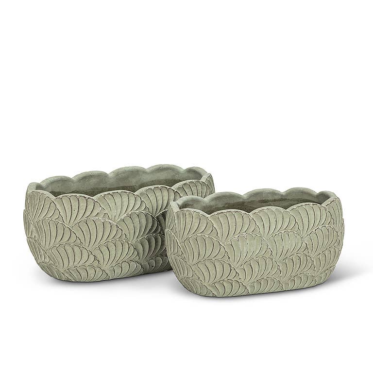 Abbott - Sm Oval Scallop Planter-Grn-5x8" L