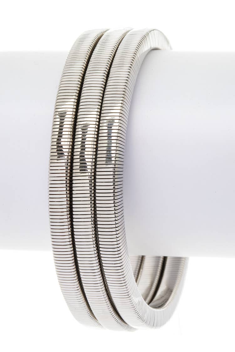 Artini Accessories - 3 In 1 Stretchy Bracelet Set: Silver
