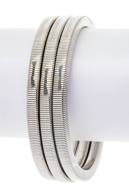Artini Accessories - 3 In 1 Stretchy Bracelet Set: Silver