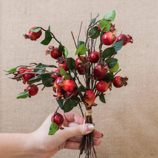 Rustic Reach - Artificial Fruit Pomegranate Fruit Bouquet 12" Tall: One Bouquet