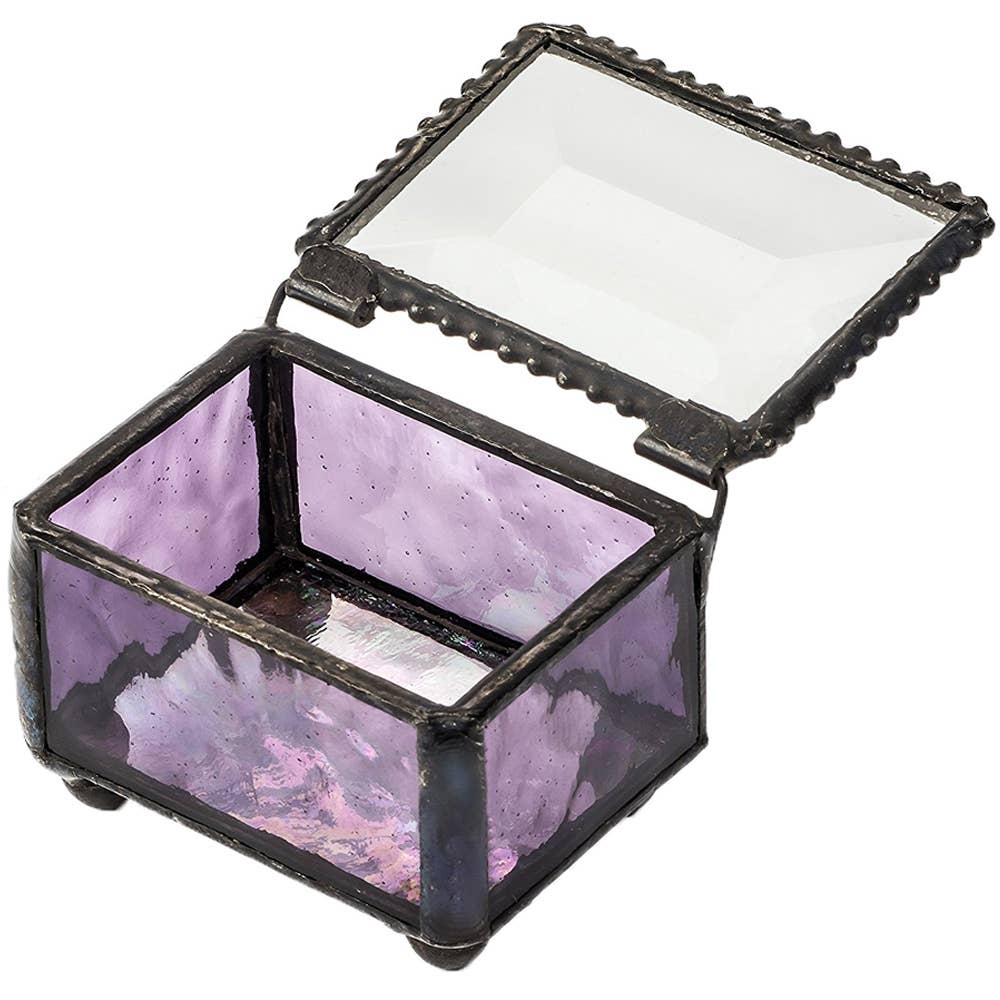 J Devlin Glass Art & Bert Anderson Collection - Small Stained Glass Ring Box J Devlin Box 325 Series: Purple