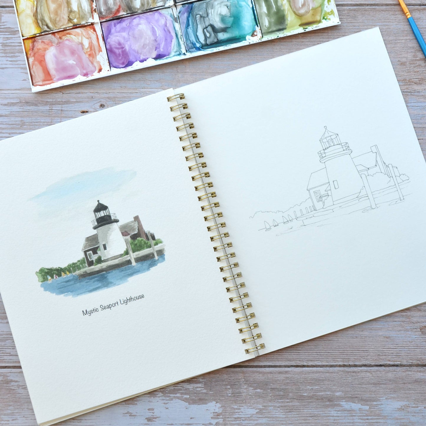 LKA Fine Art - Watercolor workbook, Connecticut Themed Watercoloring book