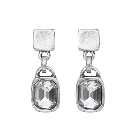 Chanour - Handmade Clear Crystal Pewter Earrings - 1935
