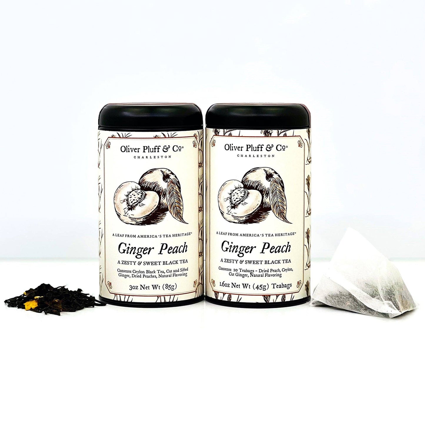 Oliver Pluff & Company - Ginger Peach Tea -- 20 Teabags in Signature Tea Tin