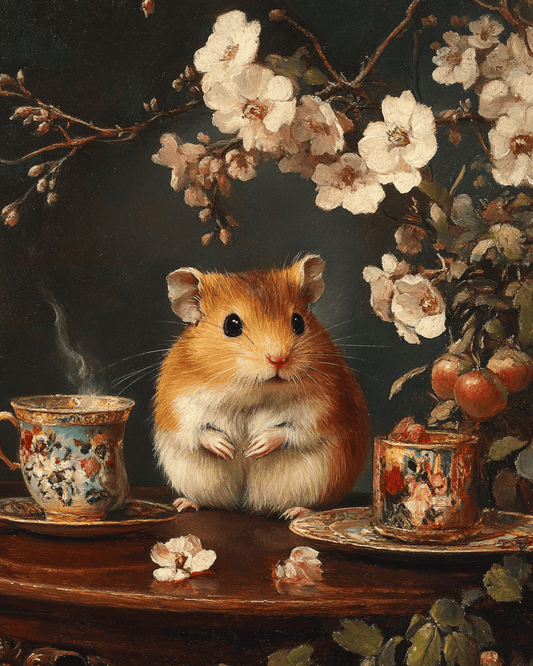 Mowbi - Vintage Hamster - Animal Still Life Wall Art Prints – 8″x10″ Artwork for 11″x14″ Frame