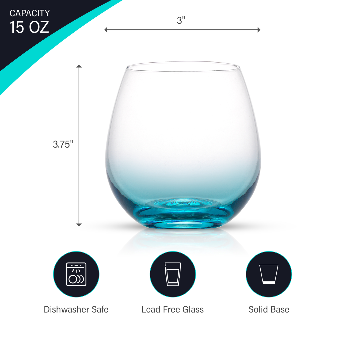 JoyJolt - Hue Colored Stemless Summer Wine Glasses, Outdoor Glasses