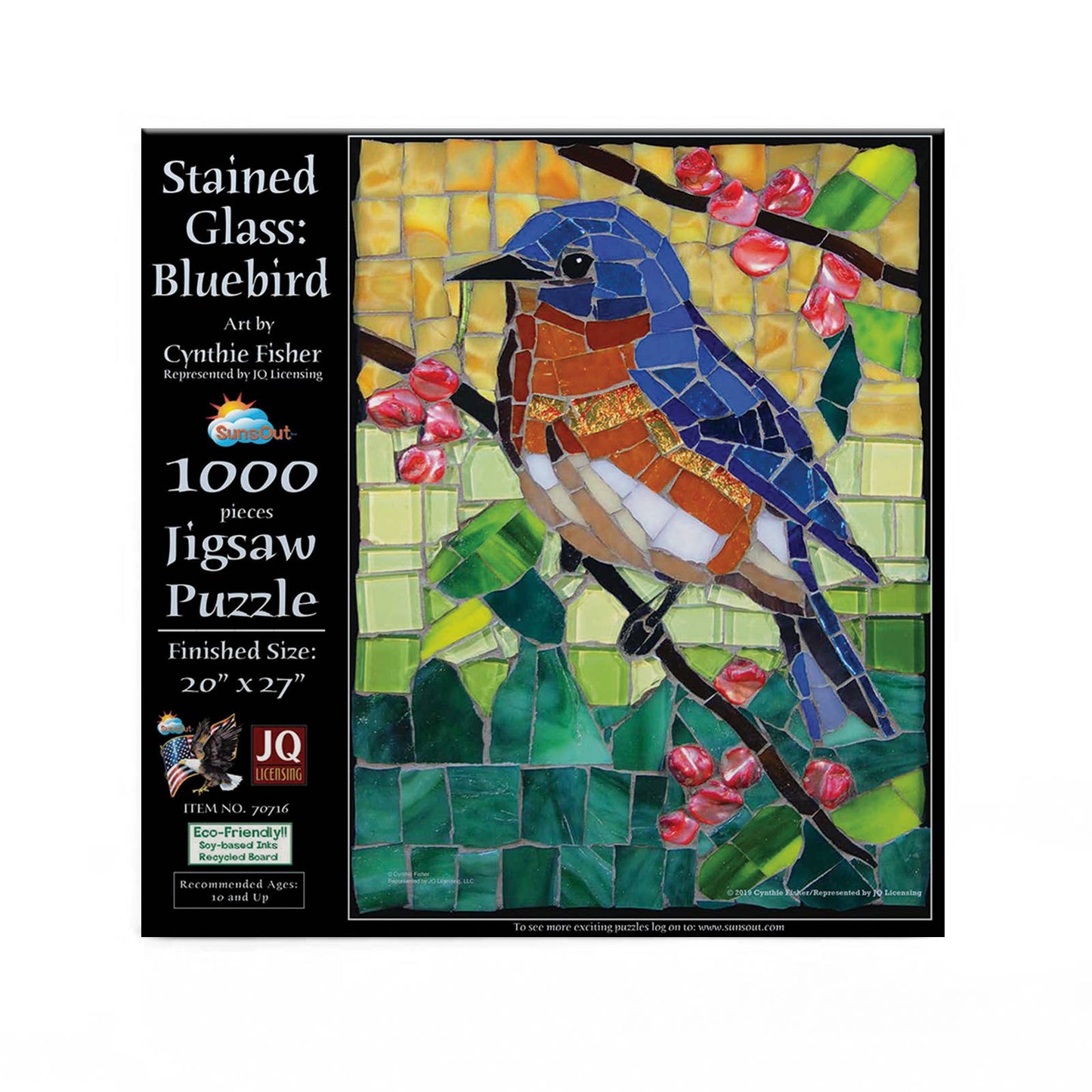 SunsOut - 1012 Stained Glass Bluebird 1000 pc Puzzle