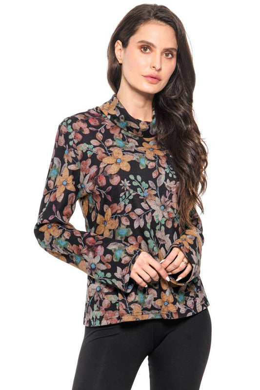 Adore - 2DC51 - Vintage Floral Cowl Neck Top: M