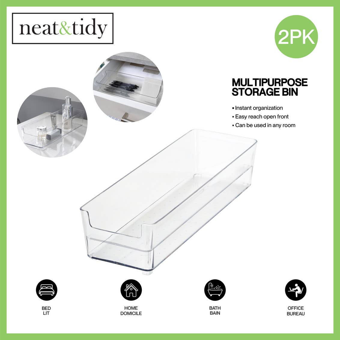 Moda at Home Enterprises, Ltd - N&T 2PK PET MEDIUM RECTANGLE STORAGE BINS CLEAR