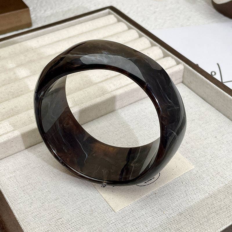 Dipped Shop - Vintage Irregular Acetate Wide Cuff Bracelet DP25D714: B Black