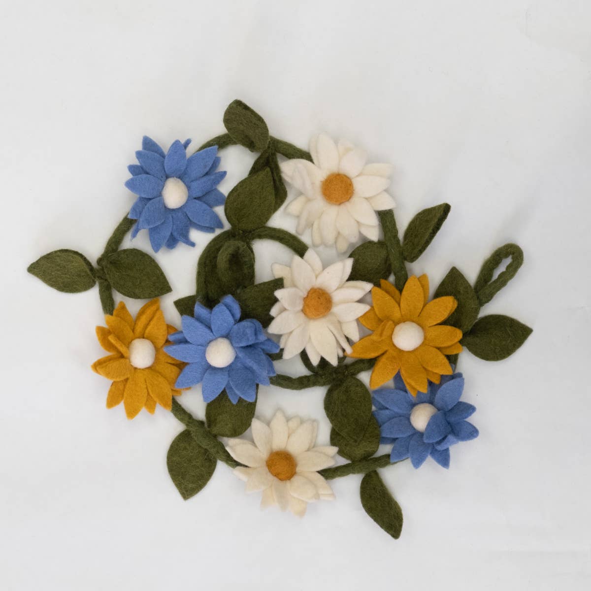 The Winding Road - Garland - Flowers - Blue, White and Yellow - Wall Decor