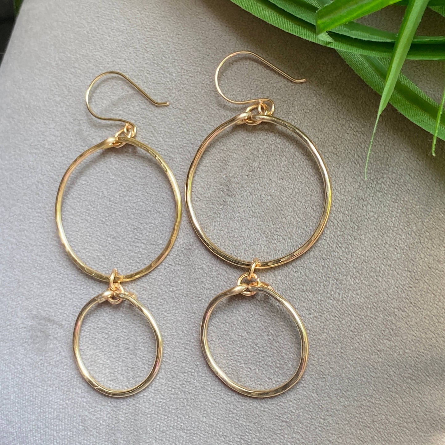 Marble Designs Jewelry - Gold Hammered Double Hoop Earrings