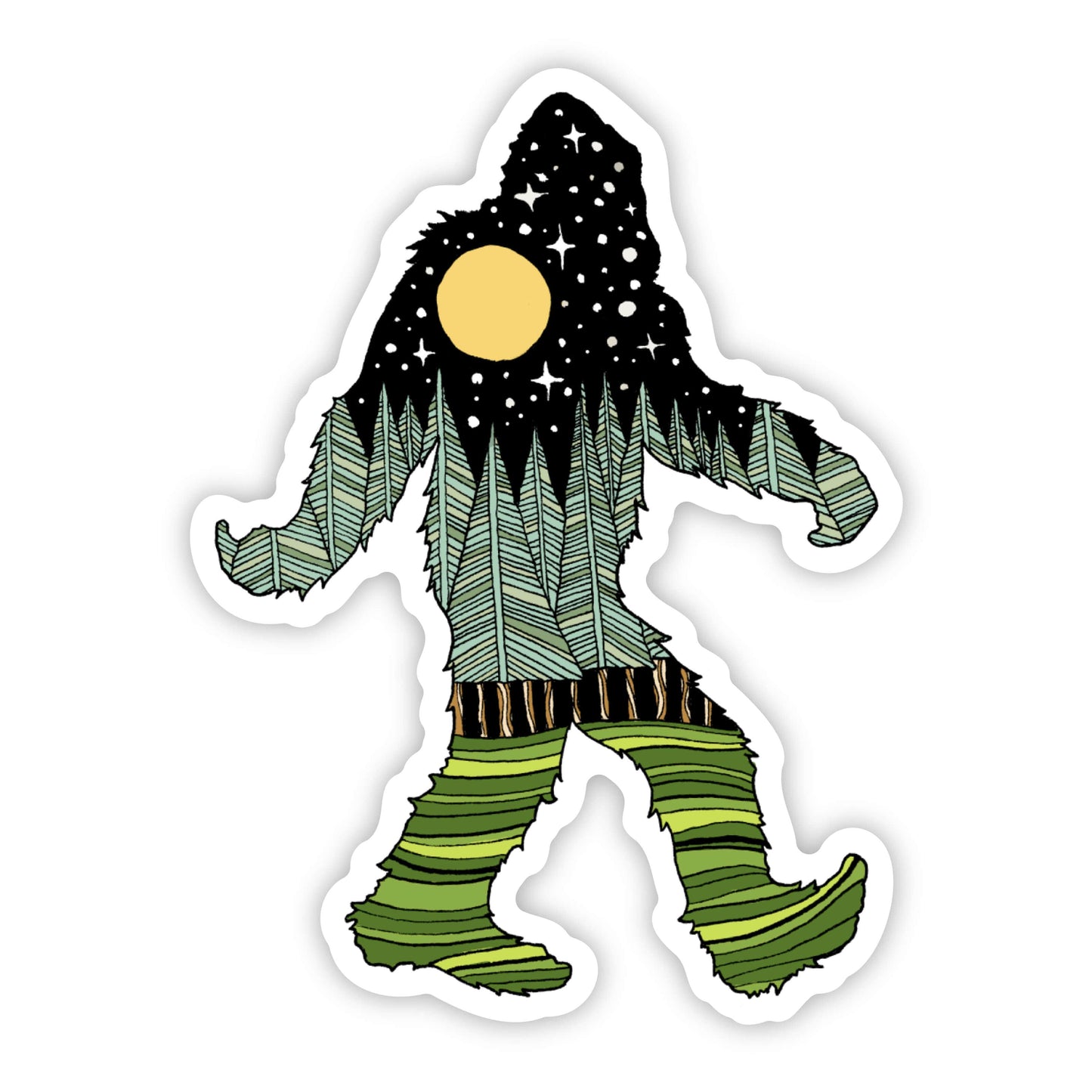 Big Moods - Bigfoot Sticker - Large Size 3.7" x 5.0"