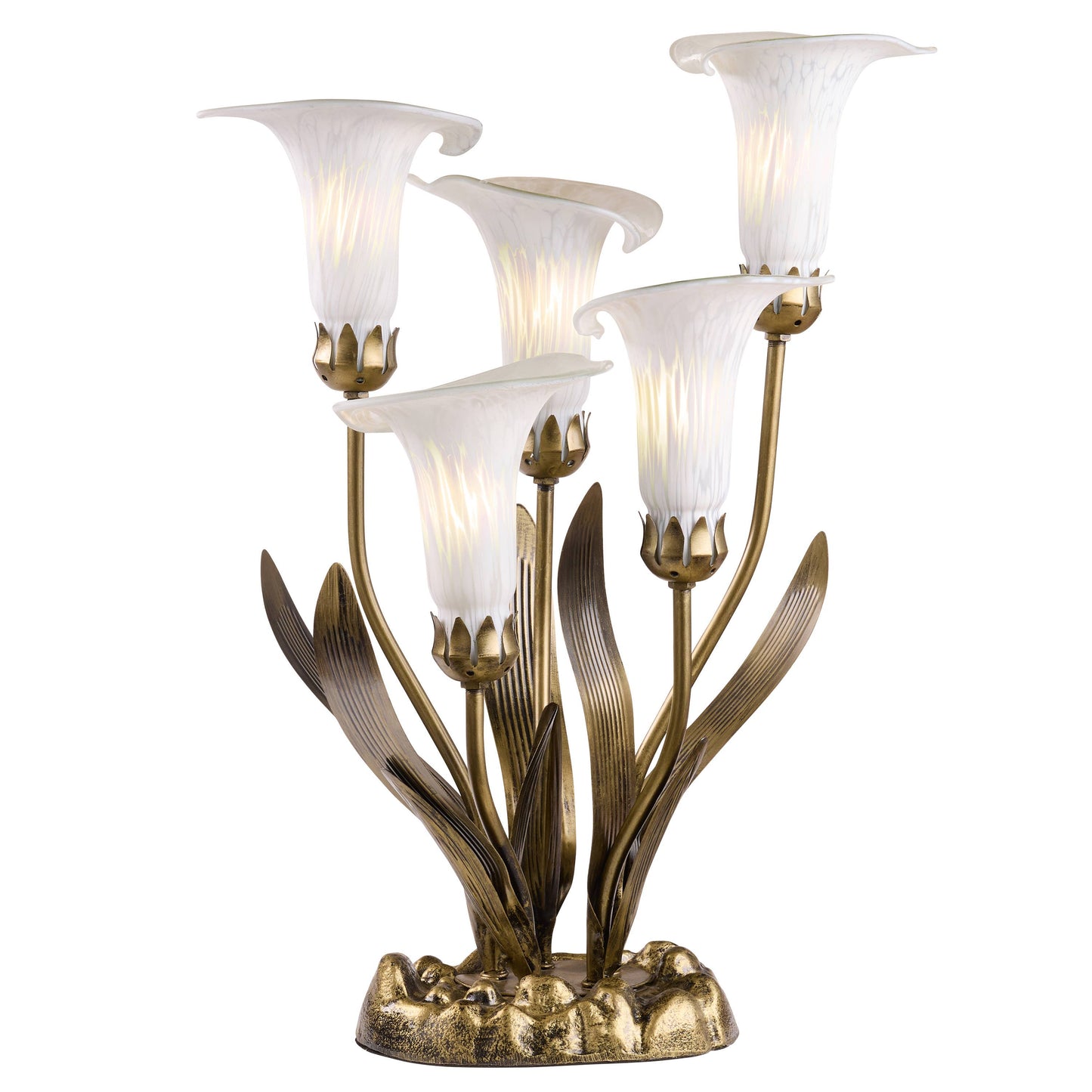 River of Goods - 20"H White Hand Blown Glass 5 Calla Lily Uplight Accent Lamp
