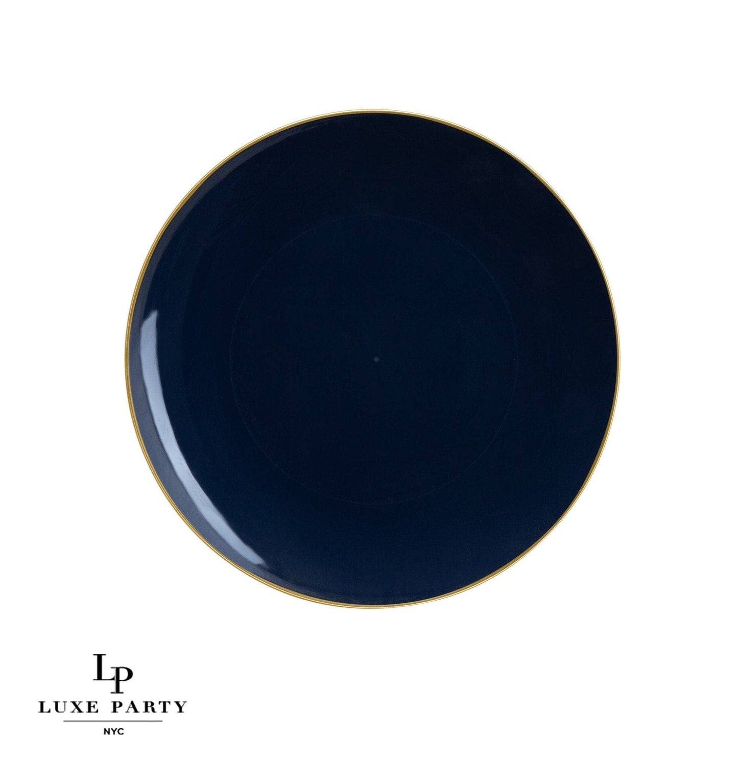 Luxe Party - Round Navy • Gold Plastic Plates | 10 Pack: 7.25" Appetizer Plates