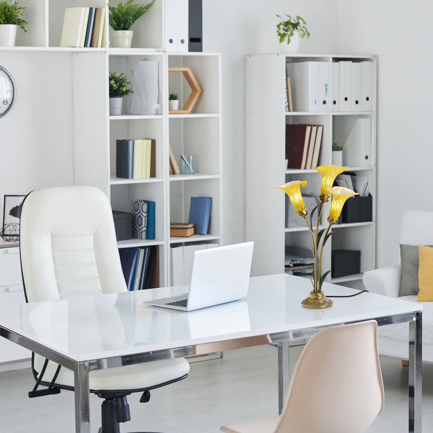 River of Goods - 23.5"H Yellow 3 Shade Handblown Glass Calla Lily Table Lamp