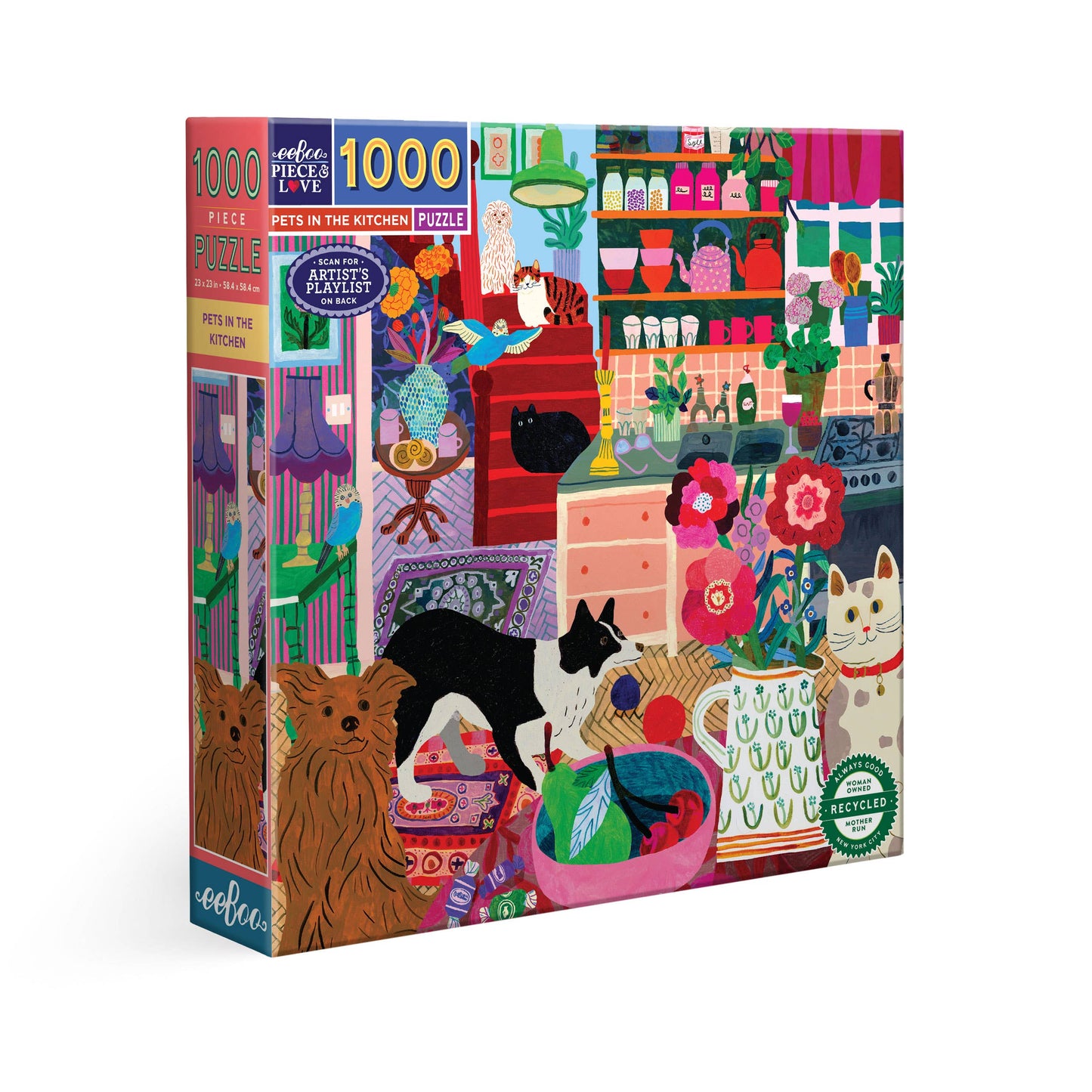 eeBoo - Pets in the Kitchen 1000 Sq Puzzle