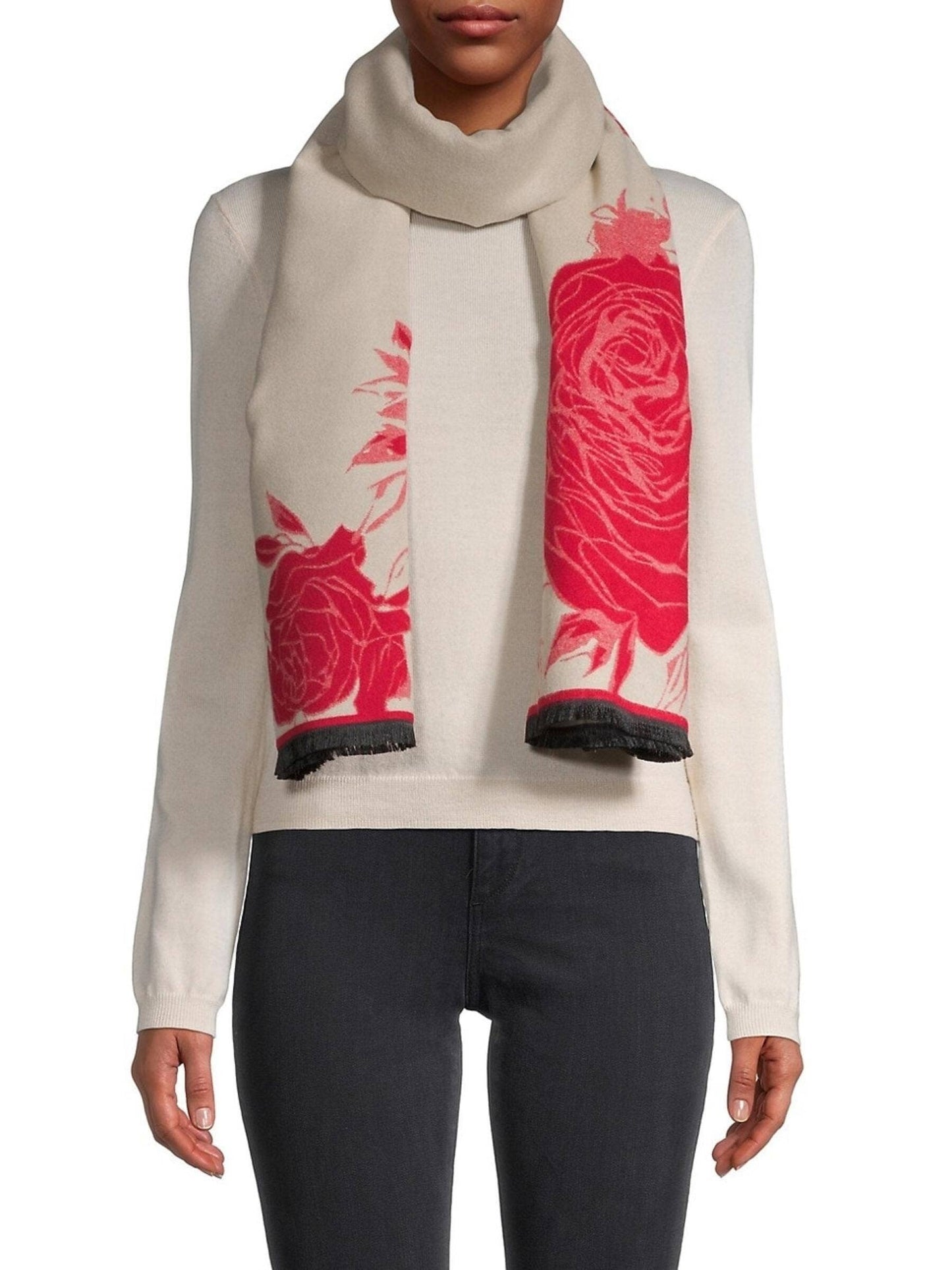 SAACHI - Fiore Reversible Rose Pattern Scarf: Navy