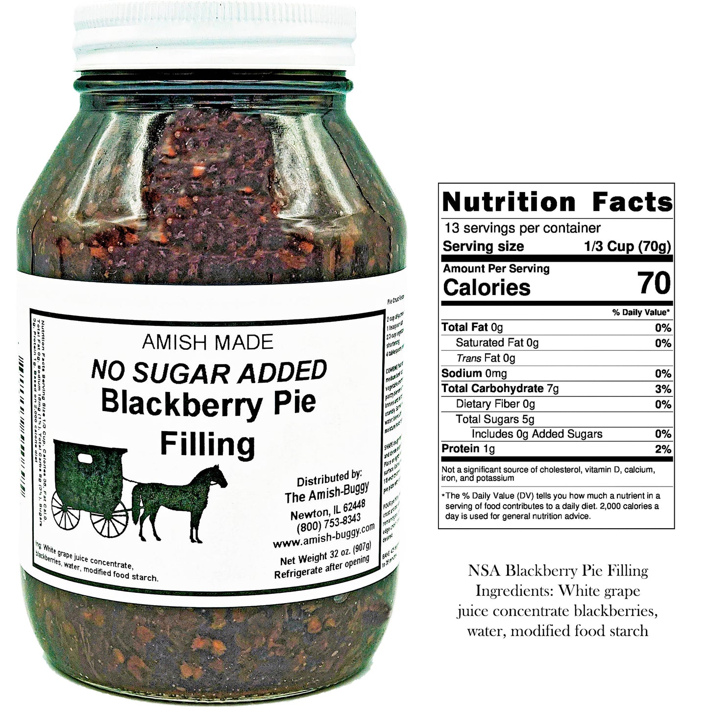 Arndt's Fudgery LLC - Amish Pie Filling - 32 Oz Jar: No Sugar Added Peach