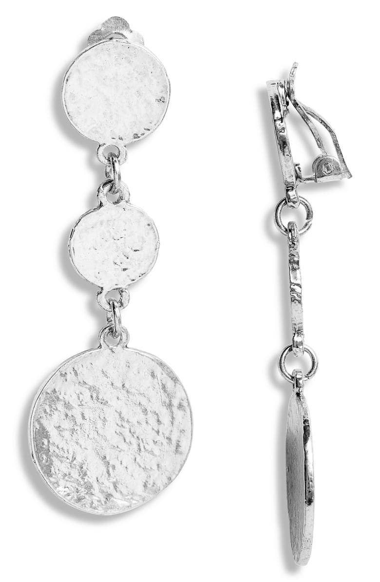 KARINE SULTAN - Coin drop clip on earring: Gold/Silver Mix