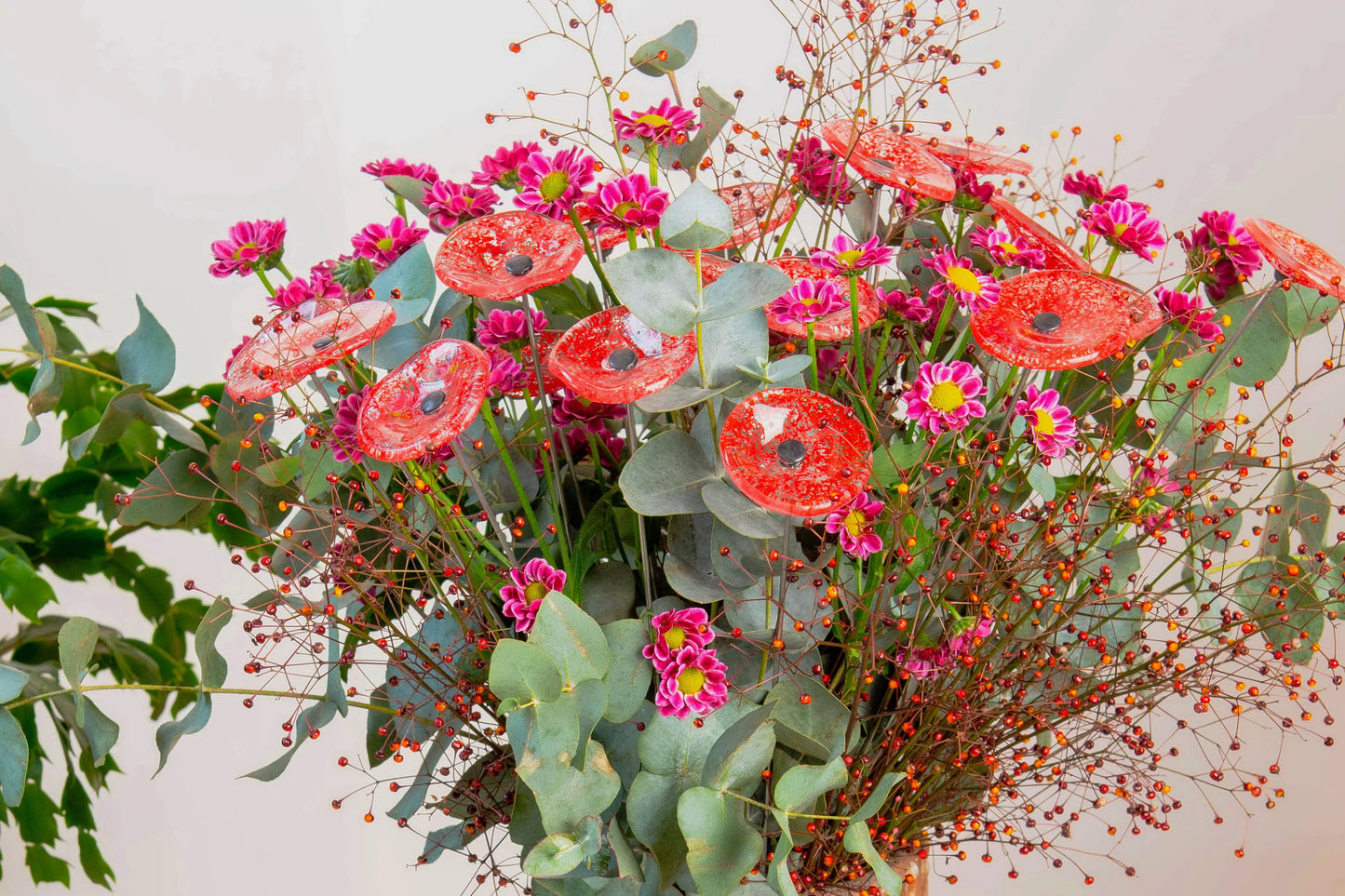 CARNEOL GLASS - Small Glass Flower Outdoor - Transparent Red