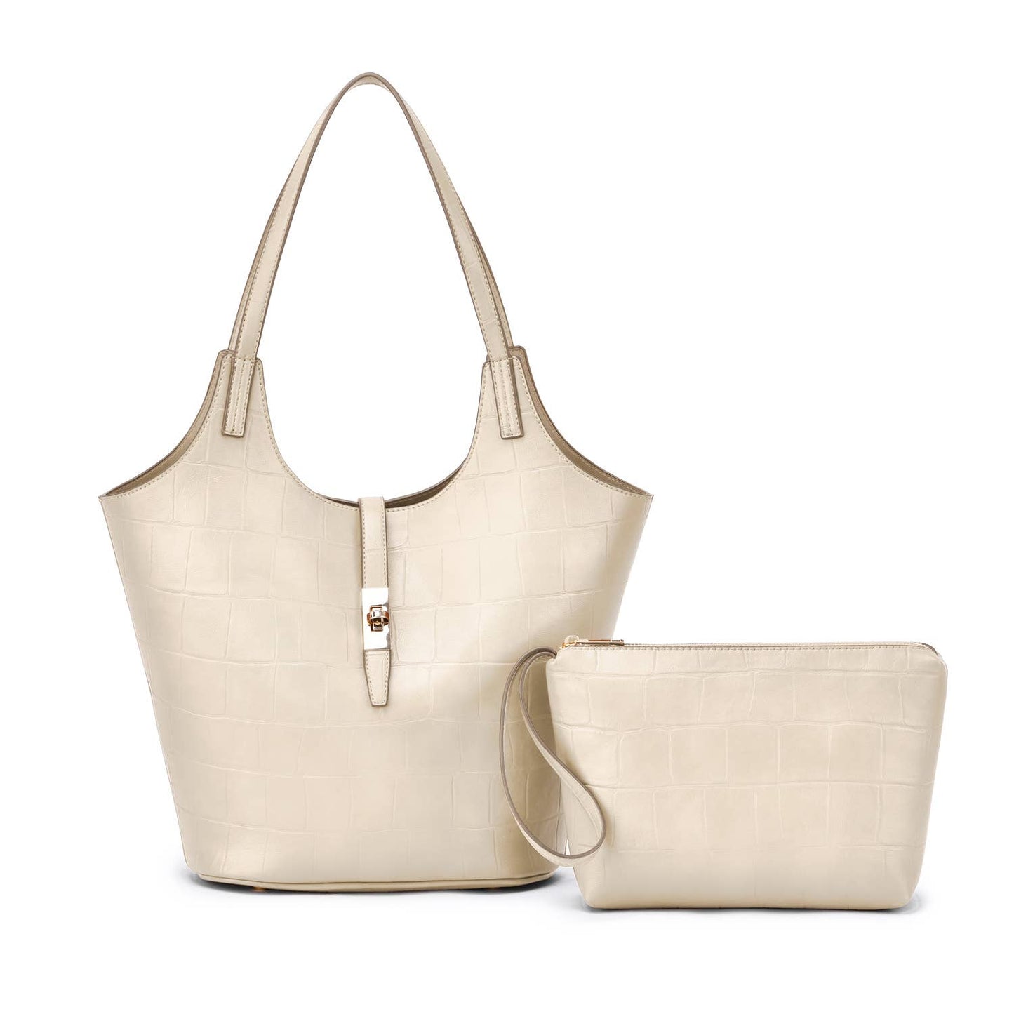 Mellow World - Clio 2-in-1 Croc Embossed Tote: Black