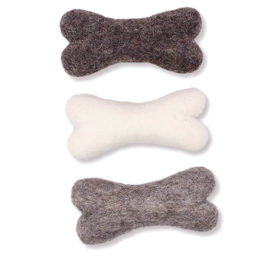 Ethical Global - Eco Wool Dog Bones/Toys: Brown, Gray, White (Fair Trade): Brown / Large