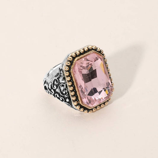 Sensibling Corp. - Rectangle Stone Stretch Ring
: Pink