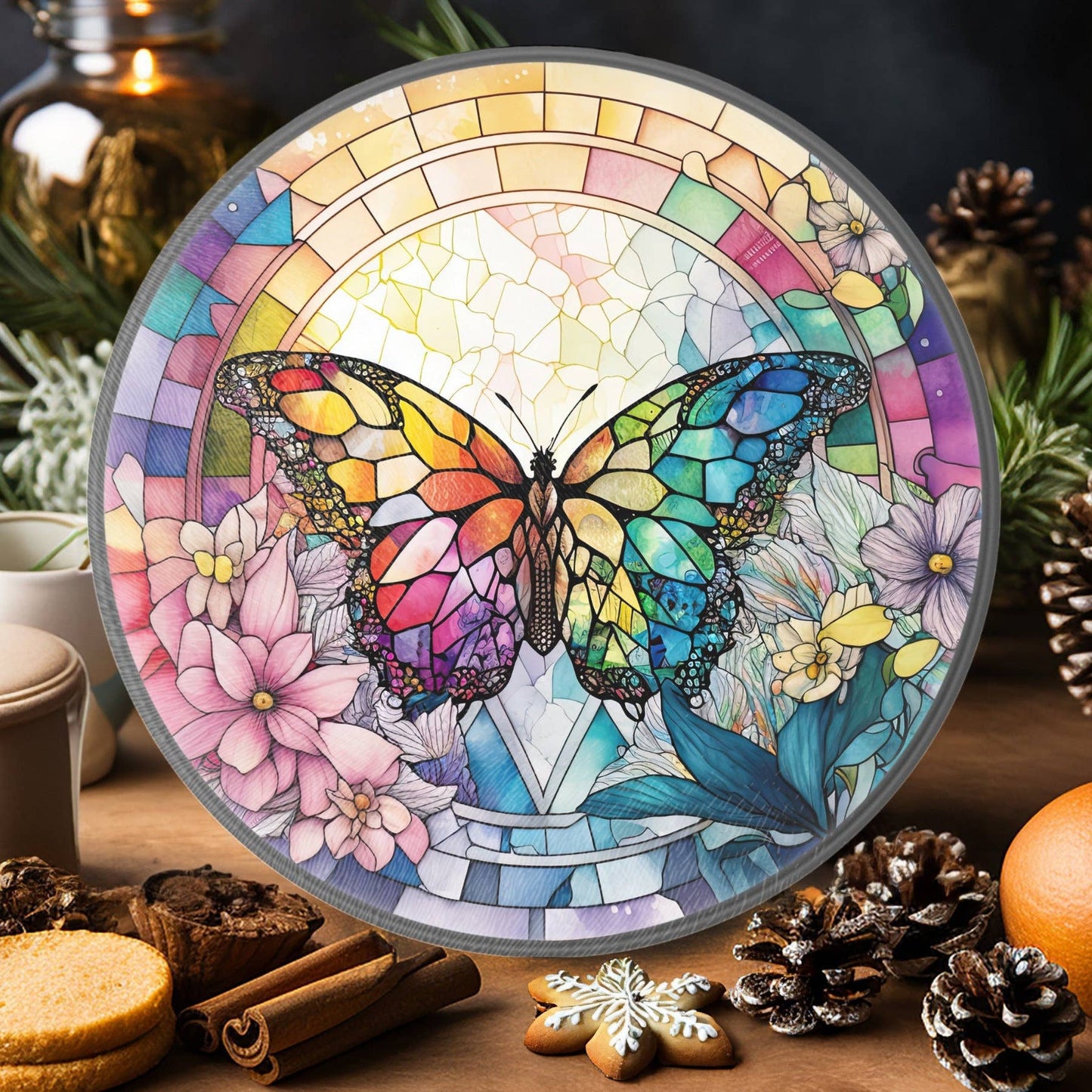 Fernville Creations - Butterfly Charcuterie / Cutting Board, Tempered Glass: 12 - Inch