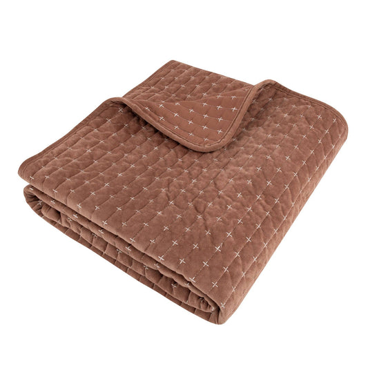 Levtex Home - Velvet Stitch Quilted Throw: Rust