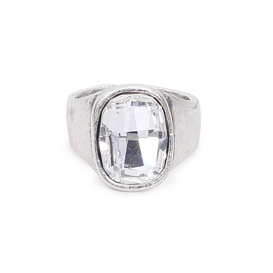 Chanour - Handmade Clear Crystal Brass Ring - 6911