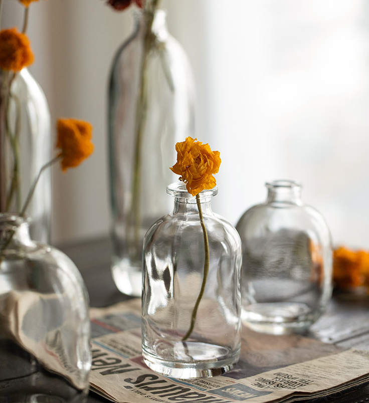 Sweet Home Deco - Small Floral Glass Vases , Bud Vases for Centerpiece, Rustic: Style C