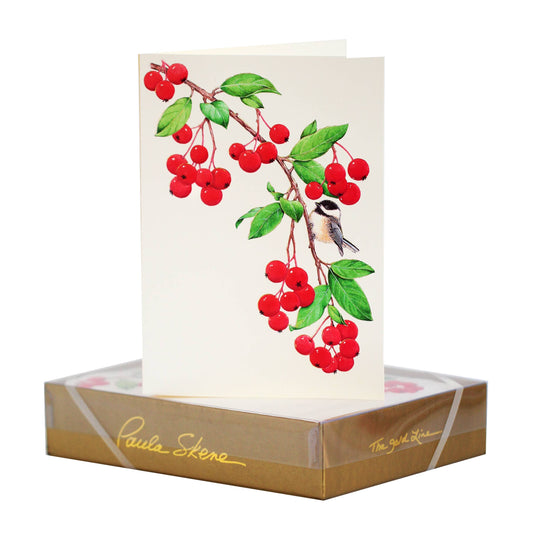 PAULA SKENE DESIGNS - Bird & Berries Christmas Card: Single Sleeved Card