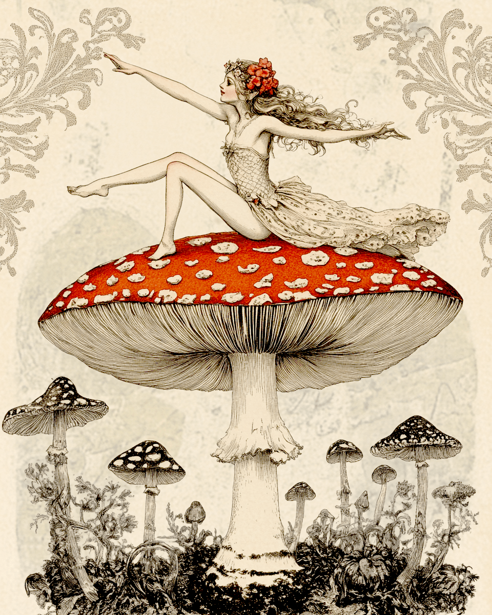 Mowbi - Amanita Fairy - Fairies Wall Art Prints – 8″x10″ Artwork for 11″x14″ Frame
