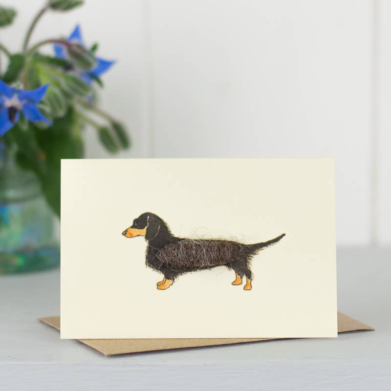 Papersheep UK - Dachshund Mini Card with Wool Finish | 3D Greeting Card
