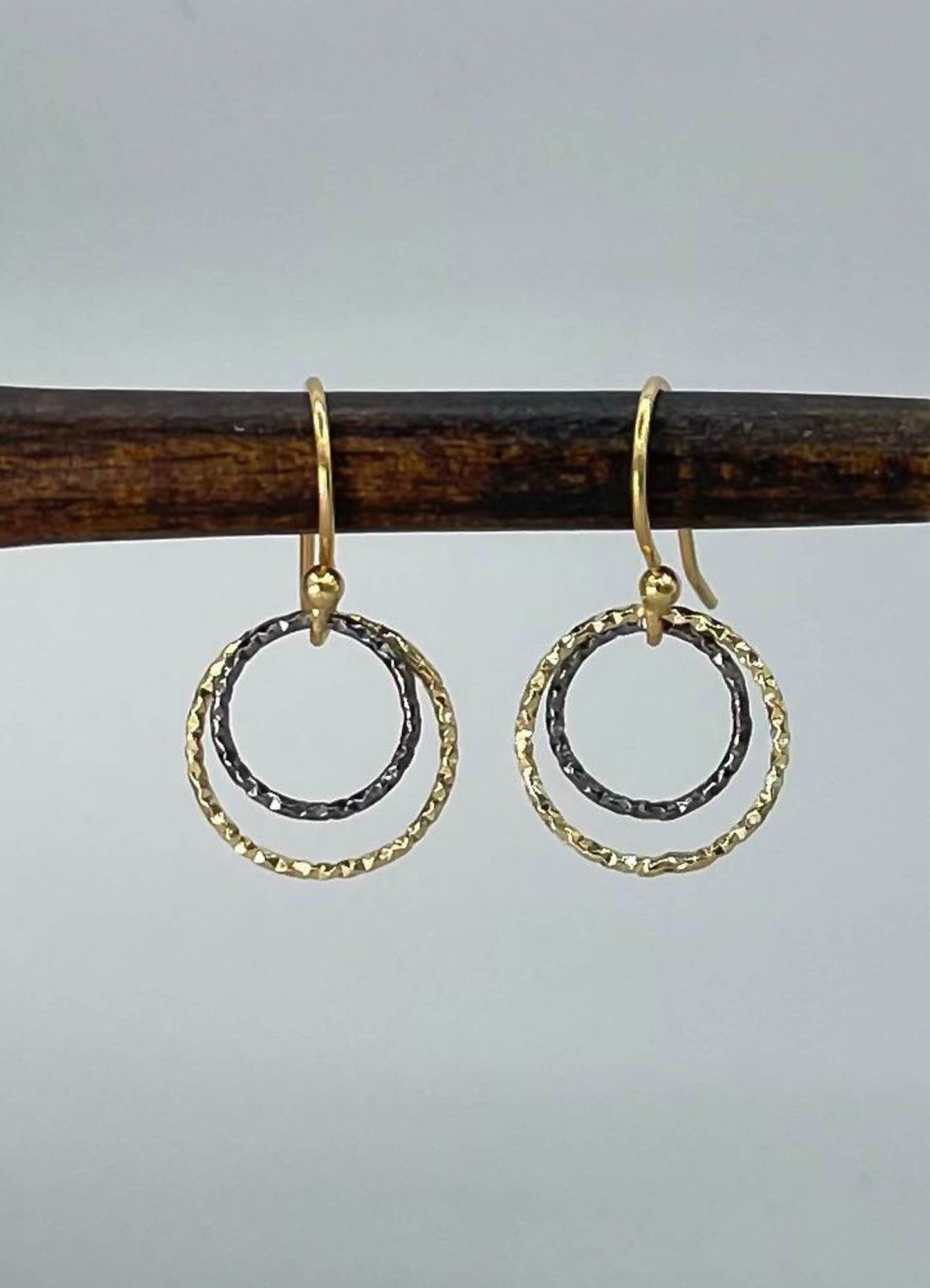 AJS Design Studio - Tiny two-tone dark rhodium hoops