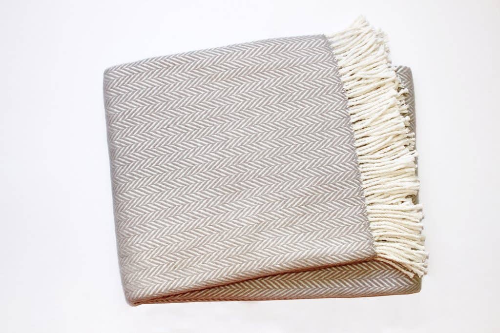 A Soft Idea - 355 - Herringbone Plush Throw: Stone