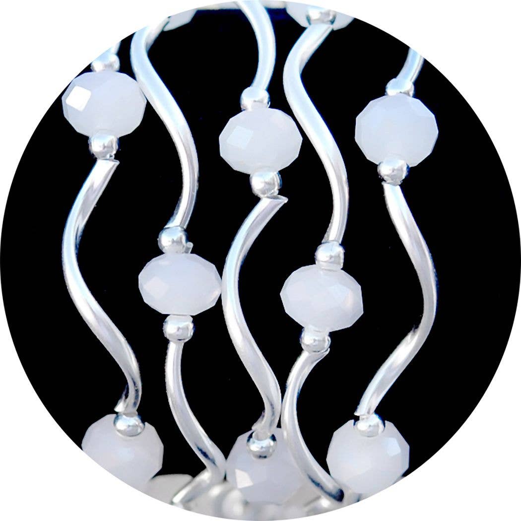 My Fun Colors - Fashion Stretch Bracelets Select from 91 Color Styles: White Pearl